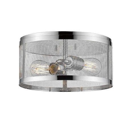 Meshsmith 2 Light Flush Mount, Chrome & Chrome